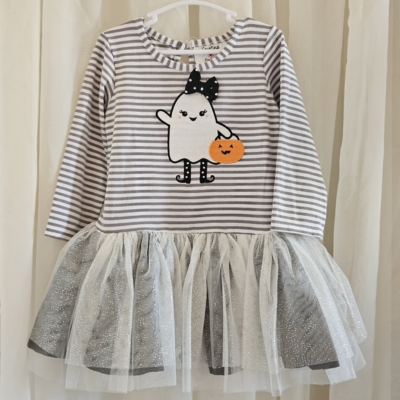 Counting Daisies Girl's Halloween 2 Piece Long Sleeve & Pant Ghost Outfit 3T - Picture 6 of 7